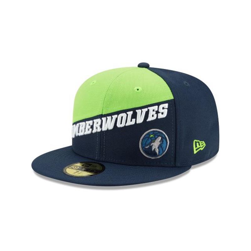 NBA Minnesota Timberwolves Color Split 59Fifty Fitted (ICV1597) - Blue New Era Caps